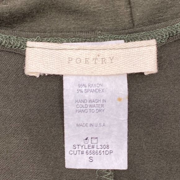 POETRY Solid Army Green Asymmetrical Sharbite Short Sleeve Tunic Top - Picture 8 of 10